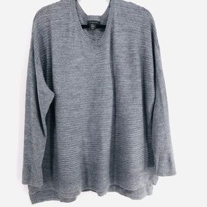 ✅Tahari Grey Merino Wool Sweater Button Detail 3X